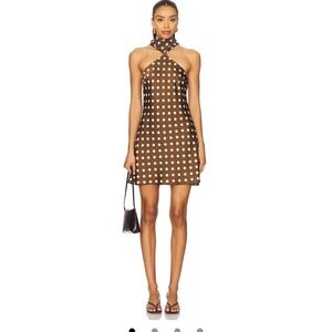 Brown Polka Dot Halter Dress